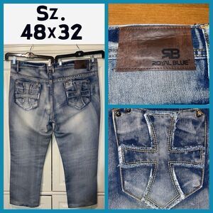 Sb Royal Blue‎ Jeans Men 48 Straight Fit Distressed Faded Skater Street Hip Hop